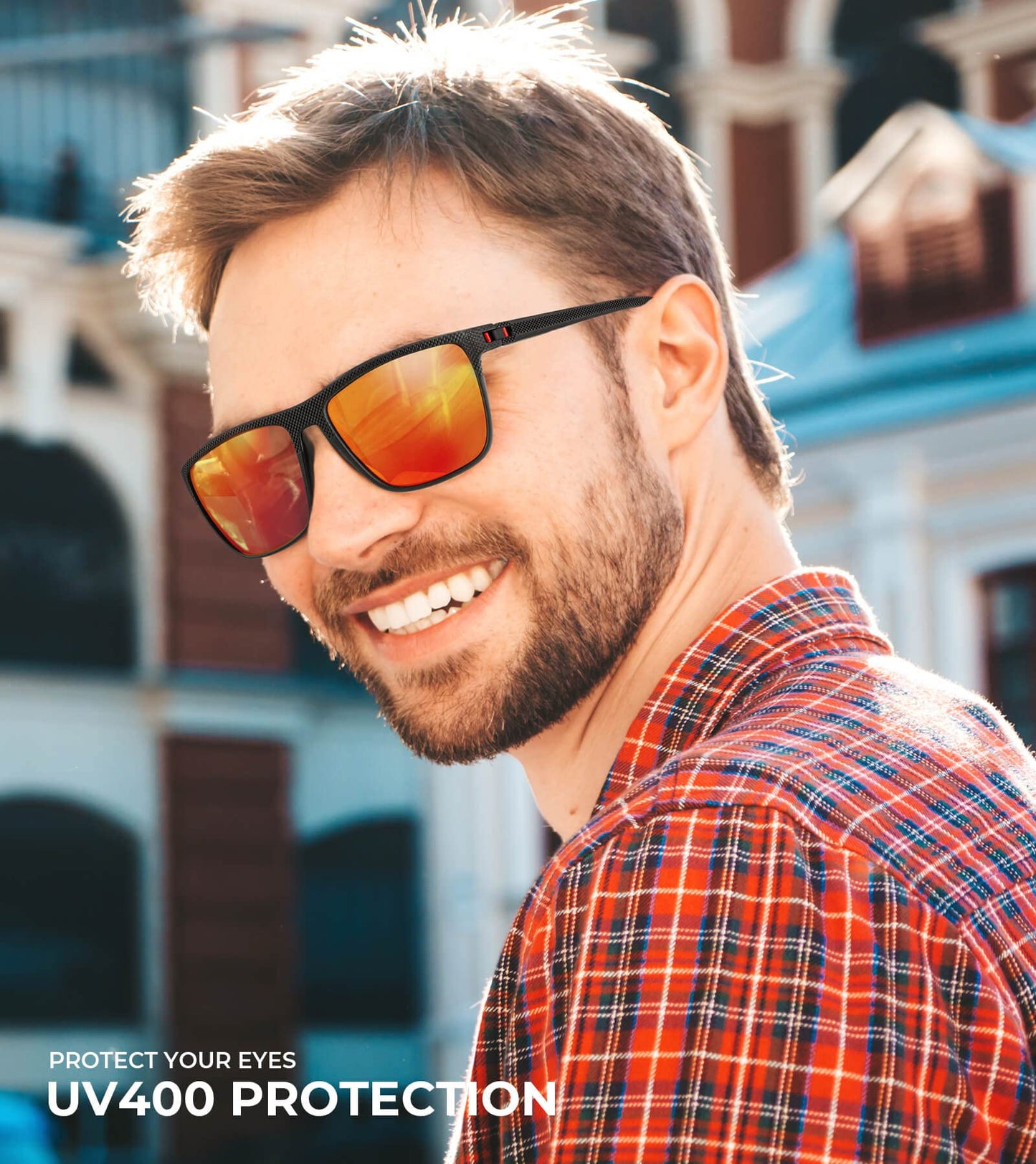 Gafas de sol polarizadas KALIYADI para hombre, gafas de sol ligeras para hombre con protección UV polarizadas para conducir, pescar y golf (negro/azul hielo/rojo)