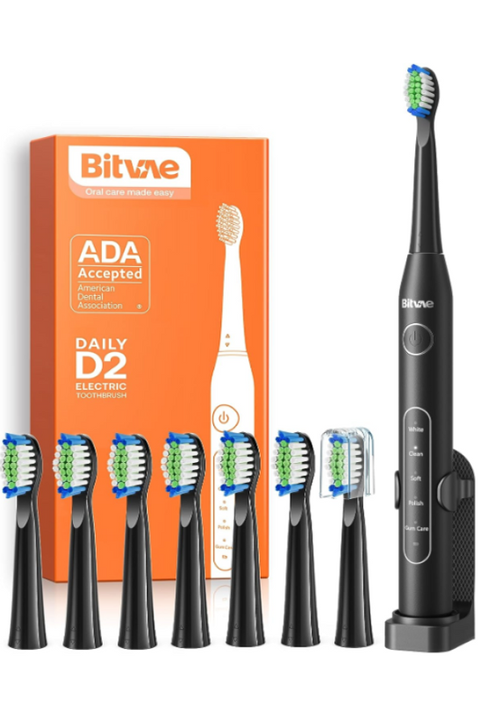 Bitvae D2 Electric Toothbrush with 8 Heads, ADA Accepted