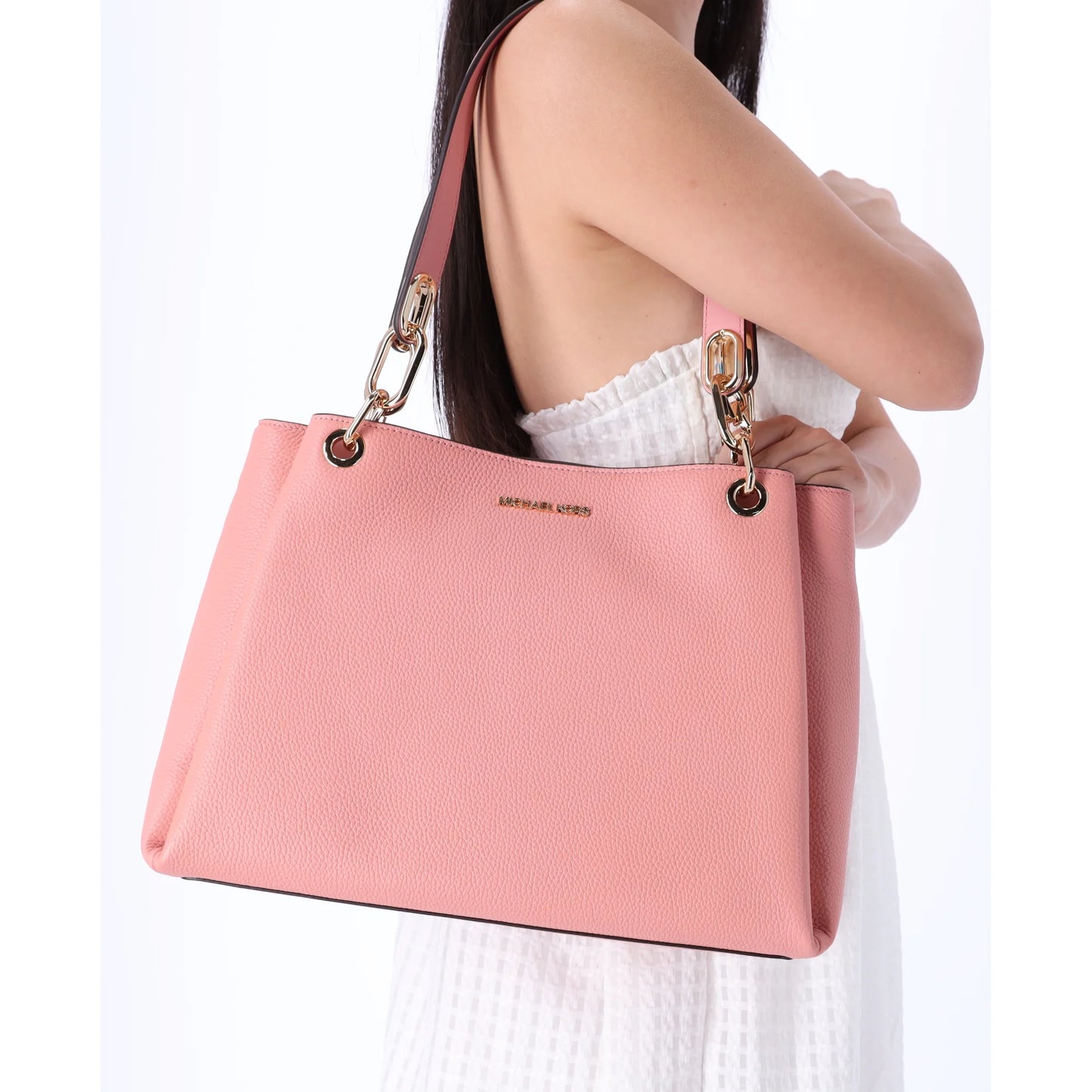 Michael Kors Trisha Bolso De Hombro Grande Con Triple Compartimento De Fuelle Rosa Primrose